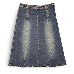 Y2K Faded Glory Stretch Denim Midi Skirt